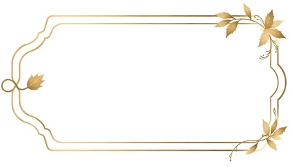 Elegant Gold Frame with Leaves on White Background