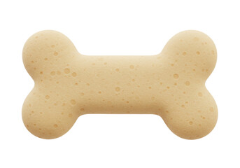 Isolated dog biscuit snack. Simple, bone-shaped, tasty pet treat. Single, textured, edible, light color