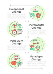 Types of change management rectangle infographic vector. Development of organization. Business. Visualization infochart with 4 steps. Circles workflow. Montserrat SemiBold, Lato Regular fonts used © bsd studio