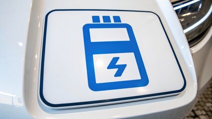 EV Icon Electric vehicle charging station symbol on a car, indicating power accessibility.