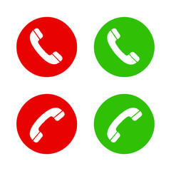 Four phone call icons red and green for accept and decline actions