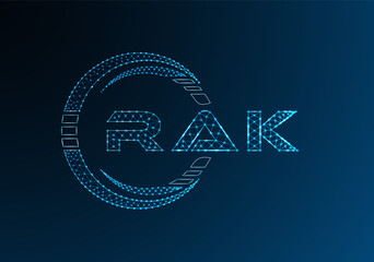 RAK low poly letter logo vector design. RAK lower poly logo design. Low poly logo.
