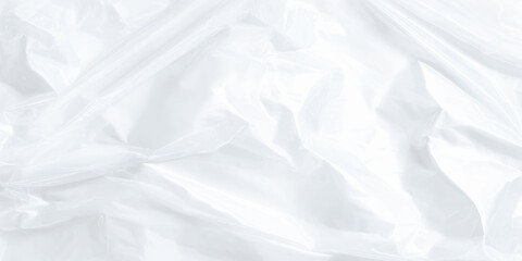 grunge and stained White plastic bag texture background, grainy and crumbled white glossy wrinkled plastic texture, Paper texture Crumpled White paper.
