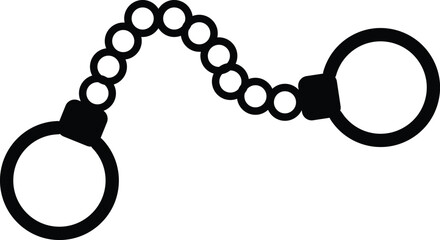 Police handcuffs vector illustration, black silhouette of metal restraints, security and law enforcement icon . criminal justice symbol for safety, arrest, crime, and protection concepts