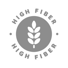 High fiber vector sticker. Nutrition, healthy eating label.