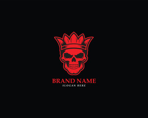 Red Skull Crown Logo Design for Brand Identity