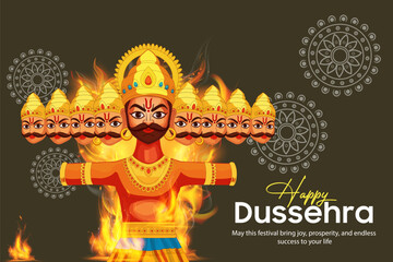 Vibrant Dussehra Vector Design, Dussehra Celebration Artwork	