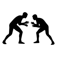Two wrestlers vector silhouette