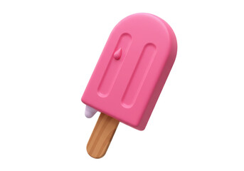 Isolated pink ice pop treat on a stick, stylized sweet summer snack for kids and adults