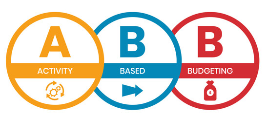 ABB Activity-based budgeting concept acronym. Concept with keyword, people and icons. Flat vector illustration. Isolated on white.