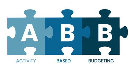 ABB Activity-based budgeting concept acronym. Concept with keyword, people and icons. Flat vector illustration. Isolated on white.