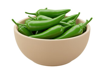 Isolated Bowl of Green Jalapeño Peppers, Culinary Ingredient for Cooking and Recipes