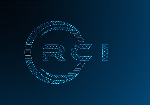 RCI low poly letter logo vector design. RCI lower poly logo design. Low poly logo.
