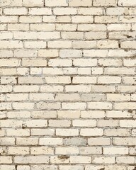 Fototapeta premium A textured representation of a weathered, light beige brick wall, showcasing the variations in tone and subtle imperfections of the individual bricks.
