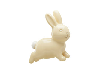Isolated Bunny figurine, Easter decorative element, animal statuette, pastel color rabbit toy