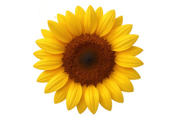 Sunflower head showing petals and seeds. Bright yellow flower blooming, isolated on transparent background