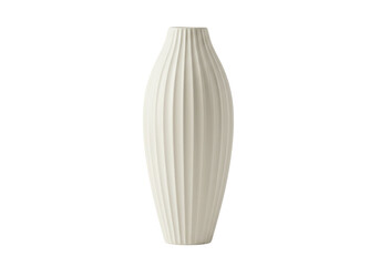 Isolated ribbed ceramic vase for minimal decor, simple pottery vessel for flowers, interior design