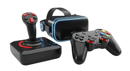 Vr headset with joystick and gamepad