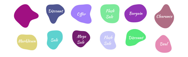 Set of colorful discount labels for promotion - fully editable and customizable