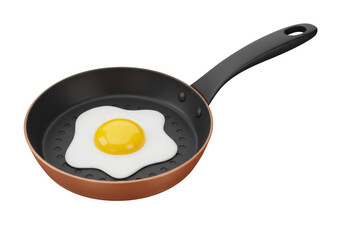 Isolated sunny side up egg fried in a pan, nutritious breakfast with no added ingredients
