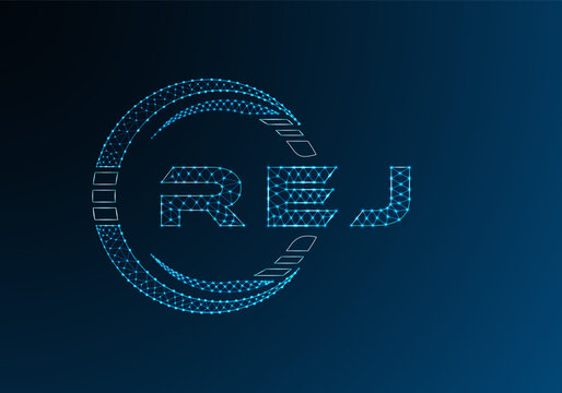 REJ low poly letter logo vector design. REJ lower poly logo design. Low poly logo.