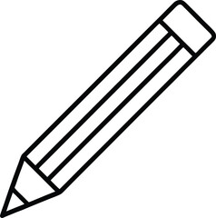 pencil outline icon arranged in straight line.
