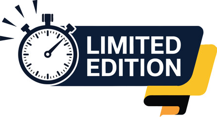 Limited edition concept with stopwatch and banner, emphasizing urgency and exclusivity.
