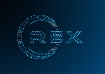 REX low poly letter logo vector design. REX lower poly logo design. Low poly logo.