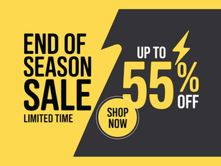 Exciting end of season sale offers up to 55 percent off, promoting limited time shopping.