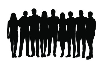Silhouette of a diverse group of people standing together