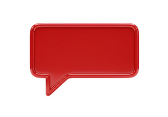 Isolated red speech bubble icon, message notification alert, talking balloon, vector element