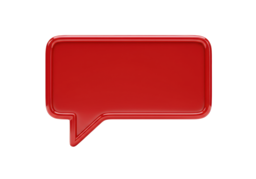 Isolated red speech bubble icon, message notification alert, talking balloon, vector element