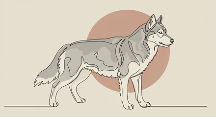 Fototapeta premium Silhouette of a husky dog