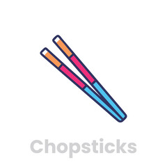 Colorful chopsticks icon vector traditional asian eating utensil symbol of japanese, chinese, korean cuisine and oriental culture