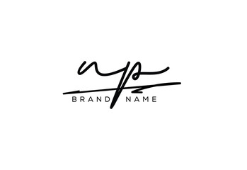 NP letter elegant cursive signature beauty handwriting logo.