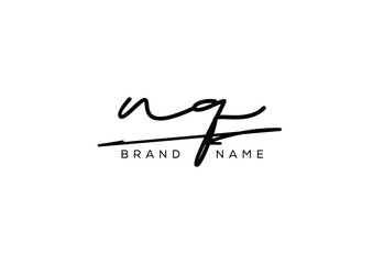 NQ letter elegant cursive signature beauty handwriting logo.