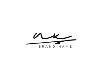NX letter elegant cursive signature beauty handwriting logo.
