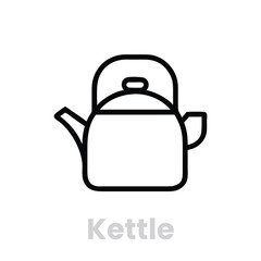 Kettle vector icon kitchen appliance for boiling water, a classic teapot for making tea or coffee simple line drawing
