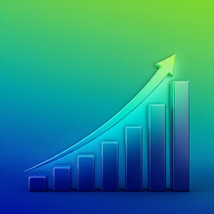 3D Business Growth Bar Graph Concept