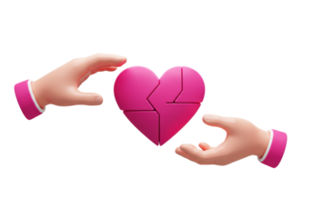 Isolated Mending Heart Represents Love and Romance in Emotional Bonding Illustration