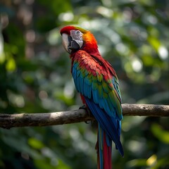 A Vibrant Scarlet Macaw in the Jungle