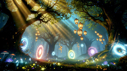 Futuristic Digital Concert Lights and Stage, Colorful futuristic digital lights and concert stage with glowing abstract elements. Music and entertainment concept.