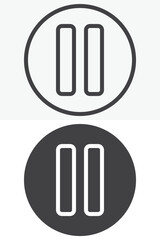 Pause button vector icon set in line and solid style