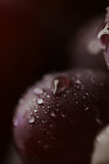 Fresh red grapes close up, organic fruit, juicy healthy food