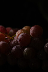 Fresh red grapes close up, organic fruit, juicy healthy food