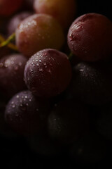 Fresh red grapes close up, organic fruit, juicy healthy food