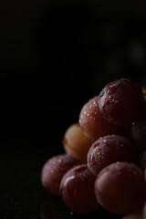 Fresh red grapes close up, organic fruit, juicy healthy food