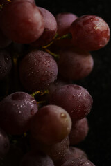 Fresh red grapes close up, organic fruit, juicy healthy food