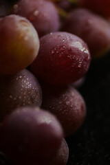 Fresh red grapes close up, organic fruit, juicy healthy food