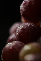 Fresh red grapes close up, organic fruit, juicy healthy food